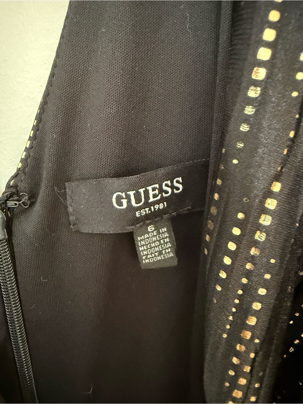 GUESS Black Gold Metallic Wrap Maxi Dress Long Sleeve Party Cocktail - Picture 4 of 10